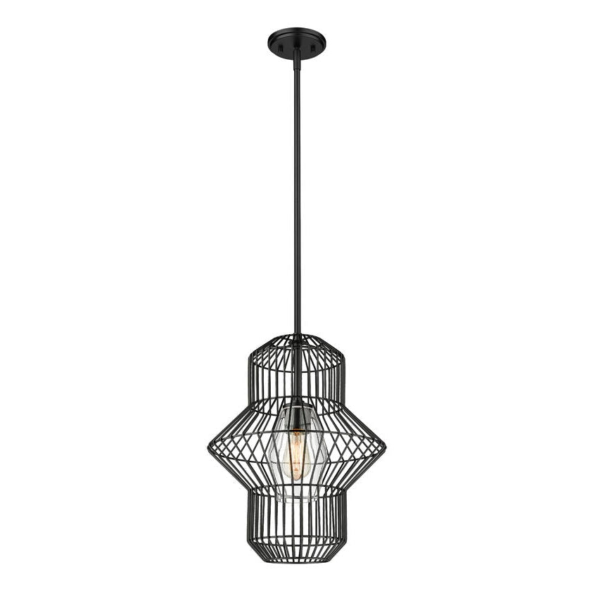 Z-Lite Orsay 15" 1-Light Clear Glass Shade Pendant Light With Matte Black Frame Finish