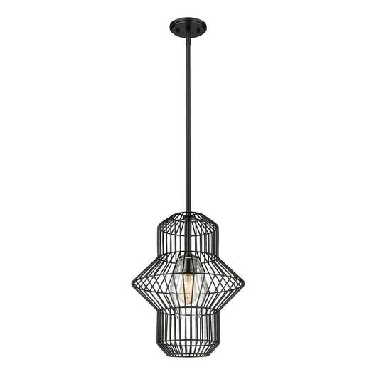 Z-Lite Orsay 15" 1-Light Clear Glass Shade Pendant Light With Matte Black Frame Finish