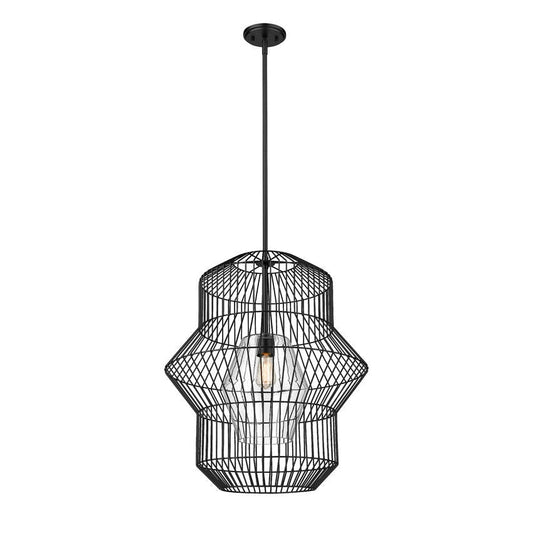 Z-Lite Orsay 24" 1-Light Clear Glass Shade Pendant Light With Matte Black Frame Finish