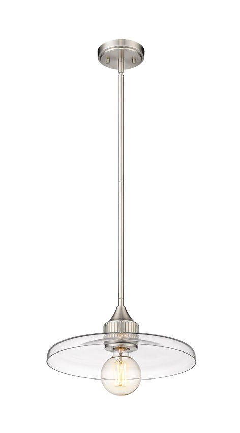 Z-Lite Paloma 14" 1-Light Brushed Nickel Pendant Light With Clear Glass Shade