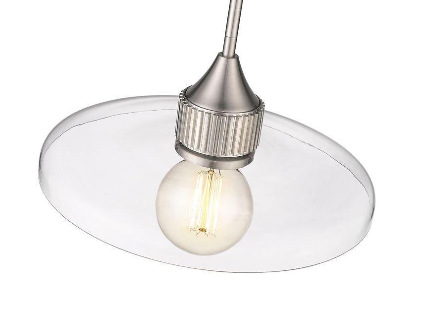 Z-Lite Paloma 14" 1-Light Brushed Nickel Pendant Light With Clear Glass Shade