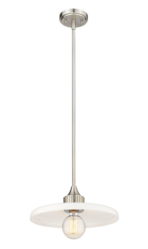 Z-Lite Paloma 14" 1-Light Brushed Nickel Pendant Light With Gloss Opal Glass Shade