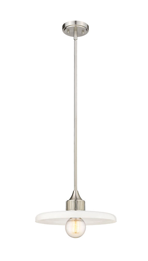 Z-Lite Paloma 14" 1-Light Brushed Nickel Pendant Light With Gloss Opal Glass Shade