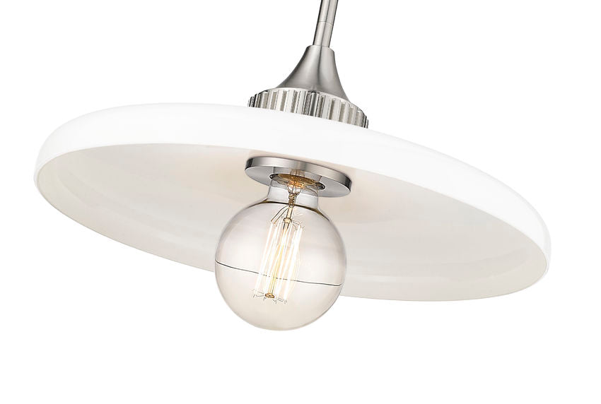 Z-Lite Paloma 14" 1-Light Brushed Nickel Pendant Light With Gloss Opal Glass Shade