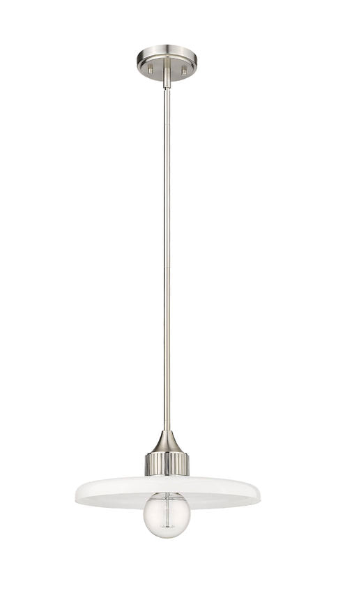Z-Lite Paloma 14" 1-Light Brushed Nickel Pendant Light With Gloss Opal Glass Shade