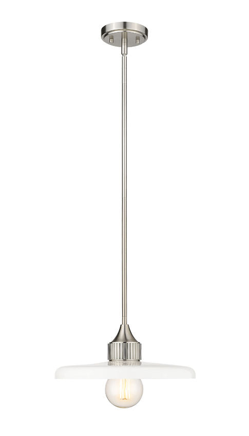 Z-Lite Paloma 14" 1-Light Brushed Nickel Pendant Light With Gloss Opal Glass Shade