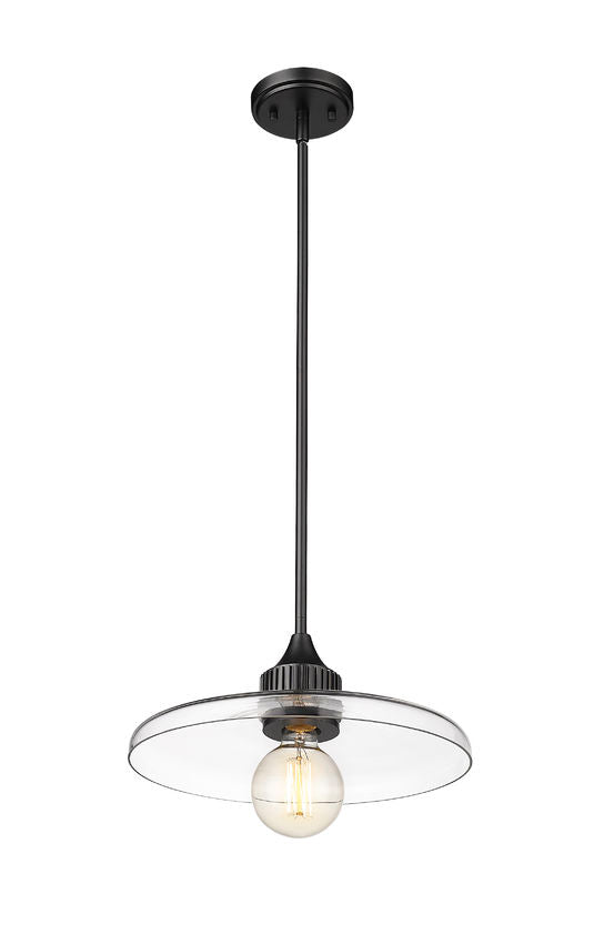 Z-Lite Paloma 14" 1-Light Matte Black Pendant Light With Clear Glass Shade