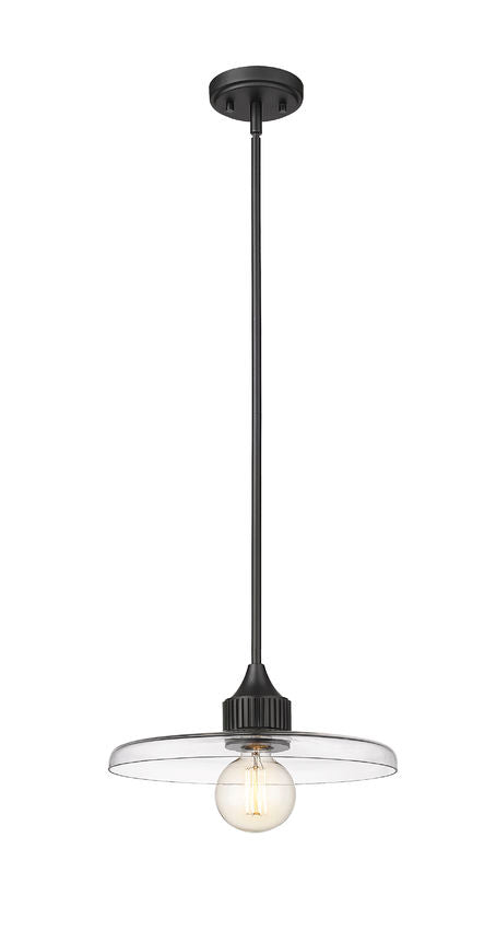 Z-Lite Paloma 14" 1-Light Matte Black Pendant Light With Clear Glass Shade