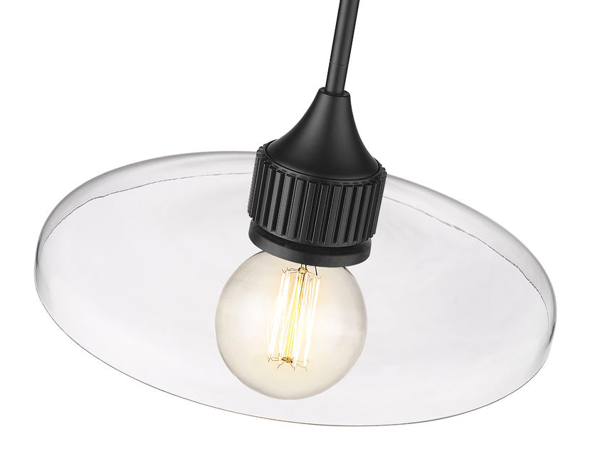Z-Lite Paloma 14" 1-Light Matte Black Pendant Light With Clear Glass Shade