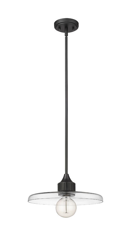 Z-Lite Paloma 14" 1-Light Matte Black Pendant Light With Clear Glass Shade