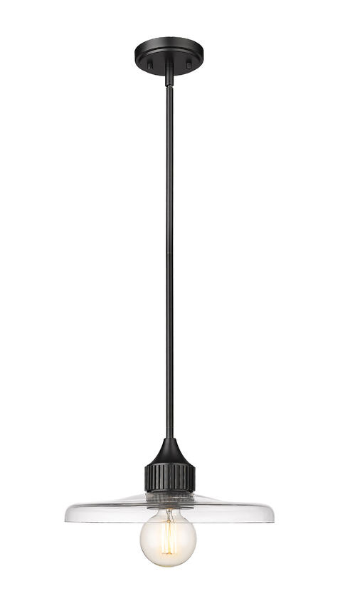 Z-Lite Paloma 14" 1-Light Matte Black Pendant Light With Clear Glass Shade