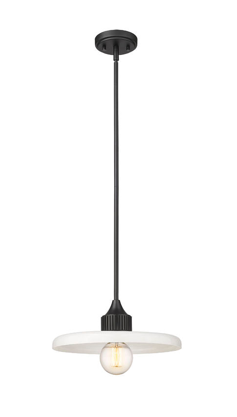 Z-Lite Paloma 14" 1-Light Matte Black Pendant Light With Gloss Opal Glass Shade
