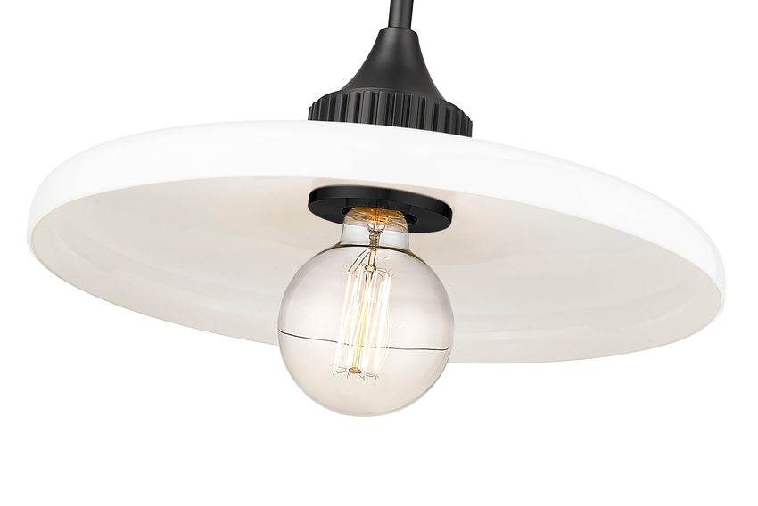 Z-Lite Paloma 14" 1-Light Matte Black Pendant Light With Gloss Opal Glass Shade