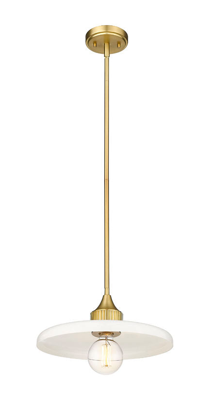 Z-Lite Paloma 14" 1-Light Olde Brass Pendant Light With Gloss Opal Glass Shade