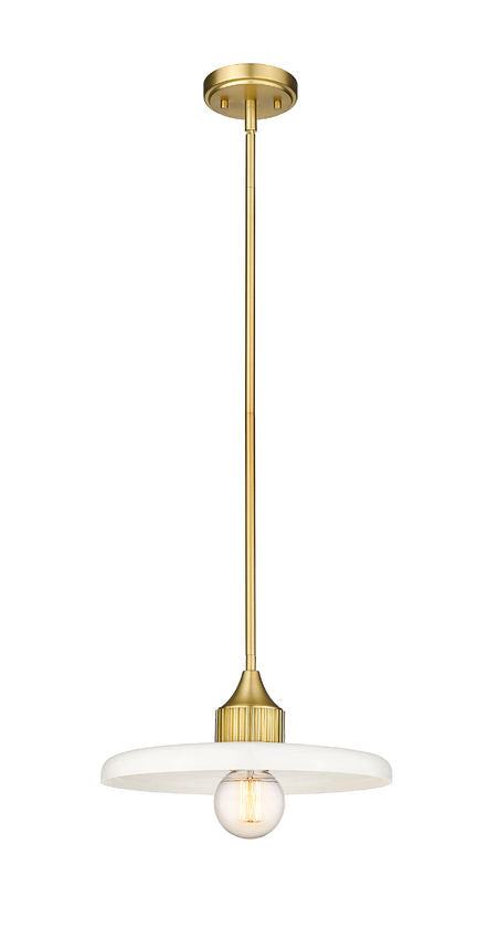 Z-Lite Paloma 14" 1-Light Olde Brass Pendant Light With Gloss Opal Glass Shade