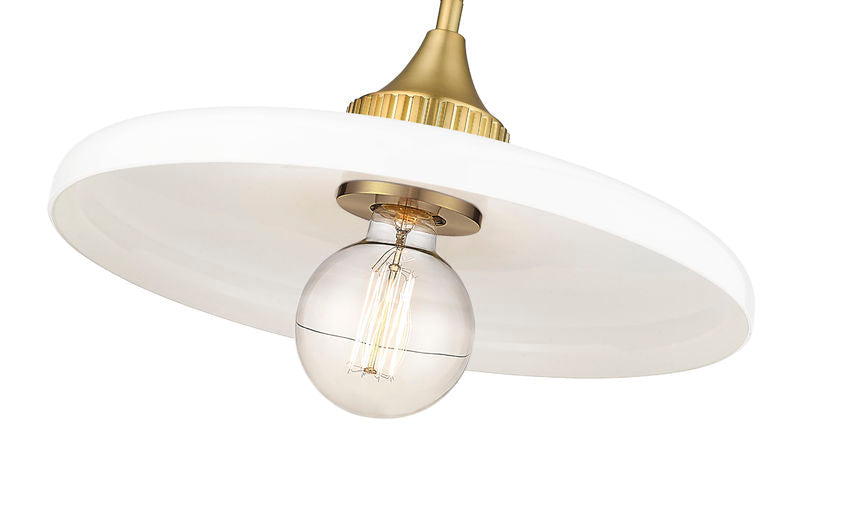 Z-Lite Paloma 14" 1-Light Olde Brass Pendant Light With Gloss Opal Glass Shade