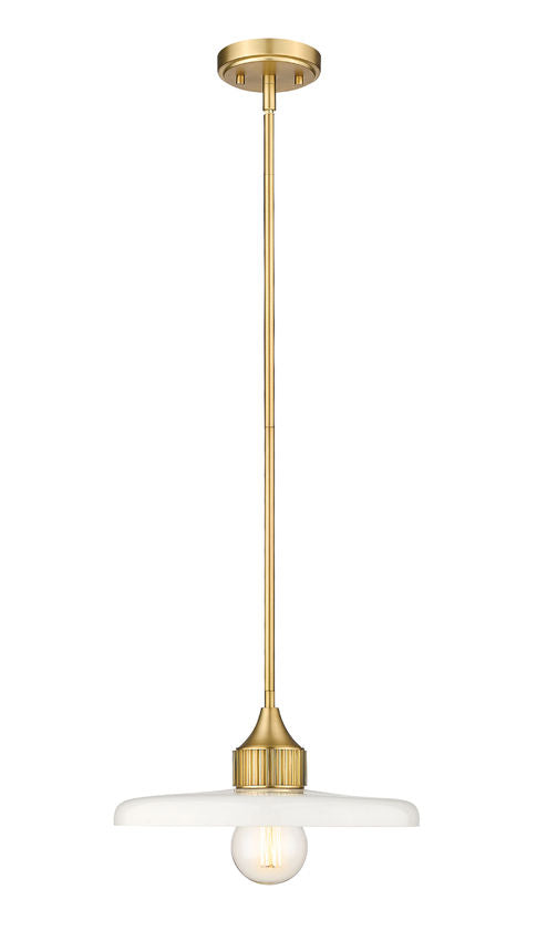 Z-Lite Paloma 14" 1-Light Olde Brass Pendant Light With Gloss Opal Glass Shade