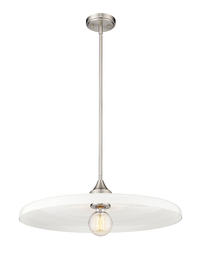Z-Lite Paloma 24" 1-Light Brushed Nickel Pendant Light With Gloss Opal Glass Shade