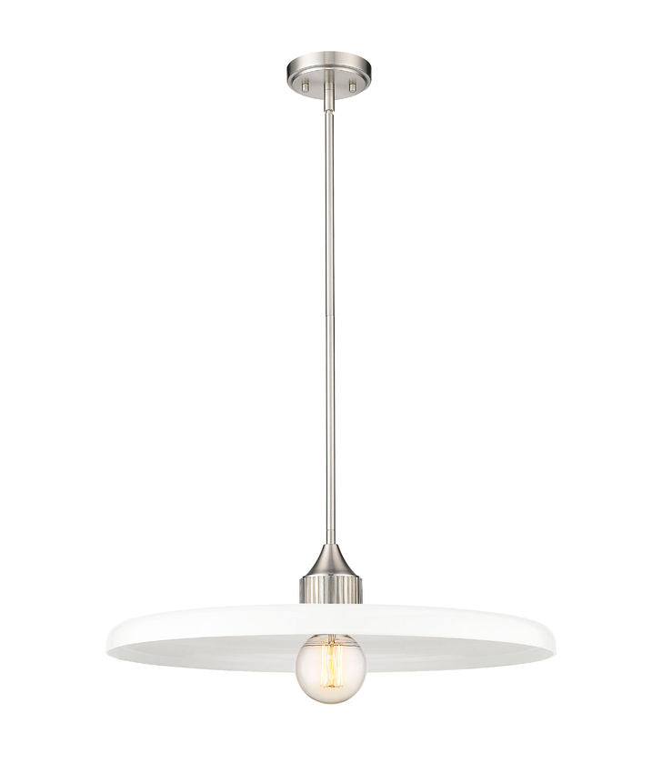 Z-Lite Paloma 24" 1-Light Brushed Nickel Pendant Light With Gloss Opal Glass Shade