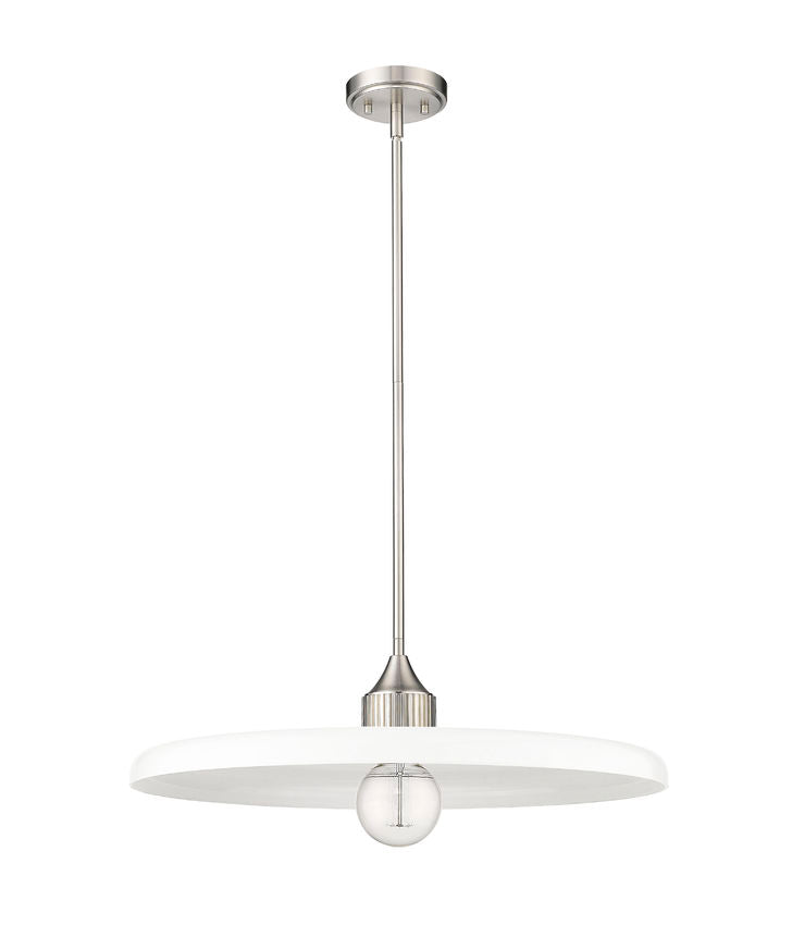 Z-Lite Paloma 24" 1-Light Brushed Nickel Pendant Light With Gloss Opal Glass Shade
