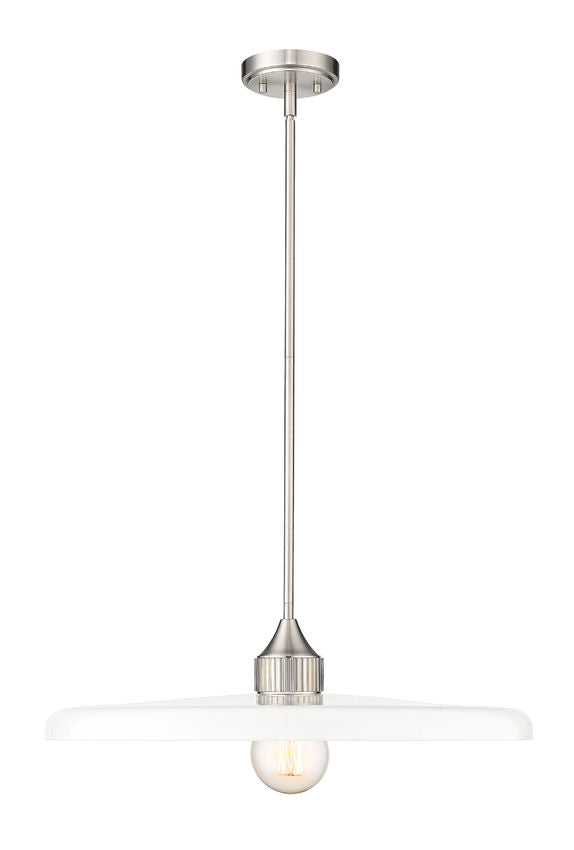 Z-Lite Paloma 24" 1-Light Brushed Nickel Pendant Light With Gloss Opal Glass Shade