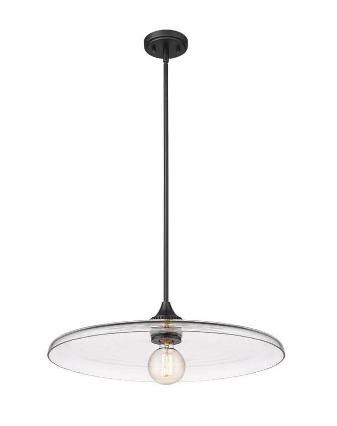 Z-Lite Paloma 24" 1-Light Matte Black Pendant Light With Clear Glass Shade