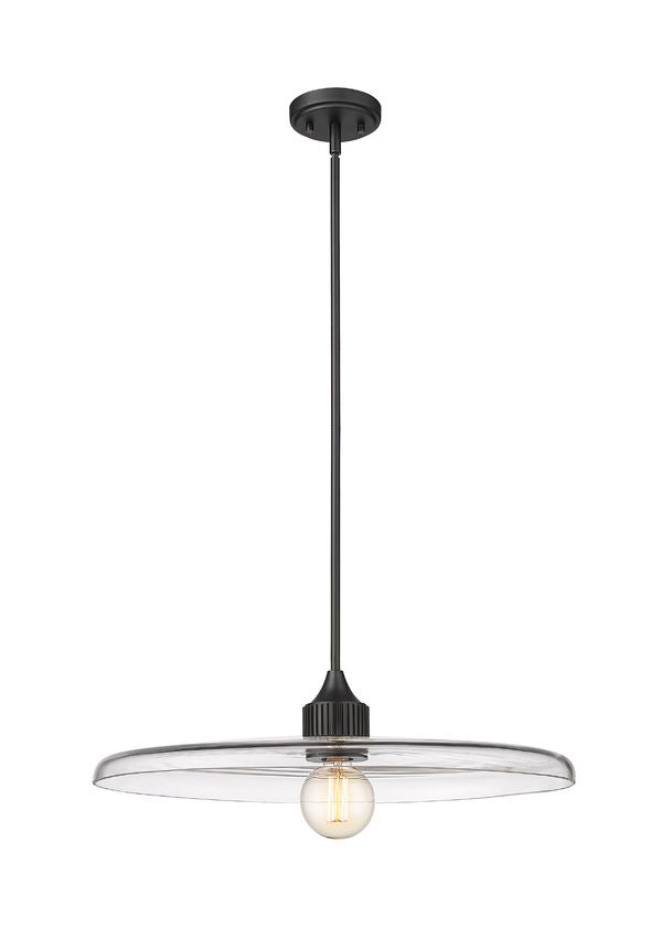 Z-Lite Paloma 24" 1-Light Matte Black Pendant Light With Clear Glass Shade
