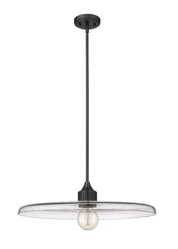 Z-Lite Paloma 24" 1-Light Matte Black Pendant Light With Clear Glass Shade