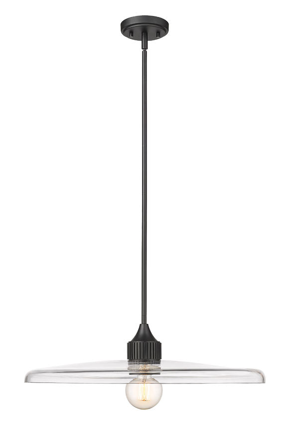 Z-Lite Paloma 24" 1-Light Matte Black Pendant Light With Clear Glass Shade
