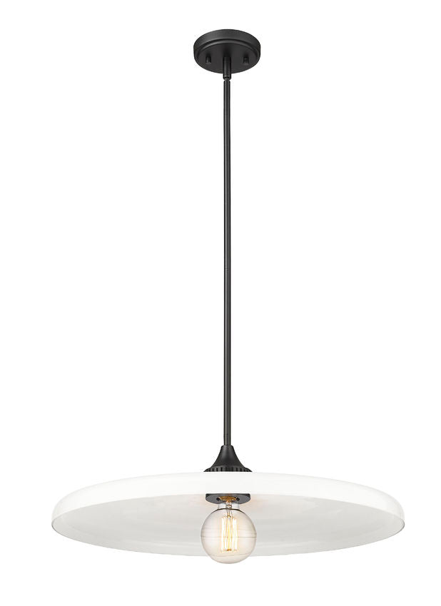 Z-Lite Paloma 24" 1-Light Matte Black Pendant Light With Gloss Opal Glass Shade