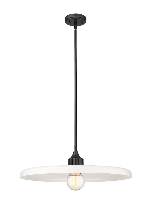 Z-Lite Paloma 24" 1-Light Matte Black Pendant Light With Gloss Opal Glass Shade