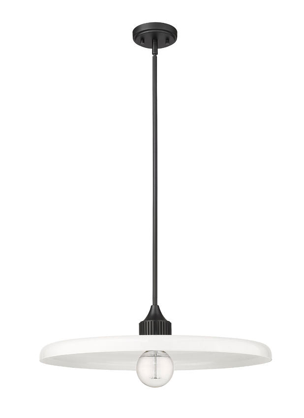 Z-Lite Paloma 24" 1-Light Matte Black Pendant Light With Gloss Opal Glass Shade