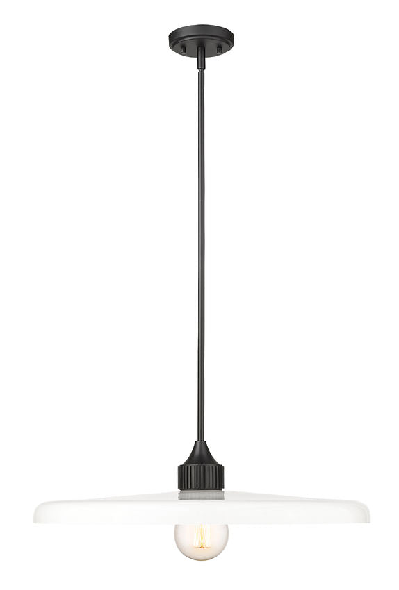 Z-Lite Paloma 24" 1-Light Matte Black Pendant Light With Gloss Opal Glass Shade