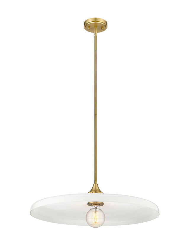 Z-Lite Paloma 24" 1-Light Olde Brass Pendant Light With Gloss Opal Glass Shade