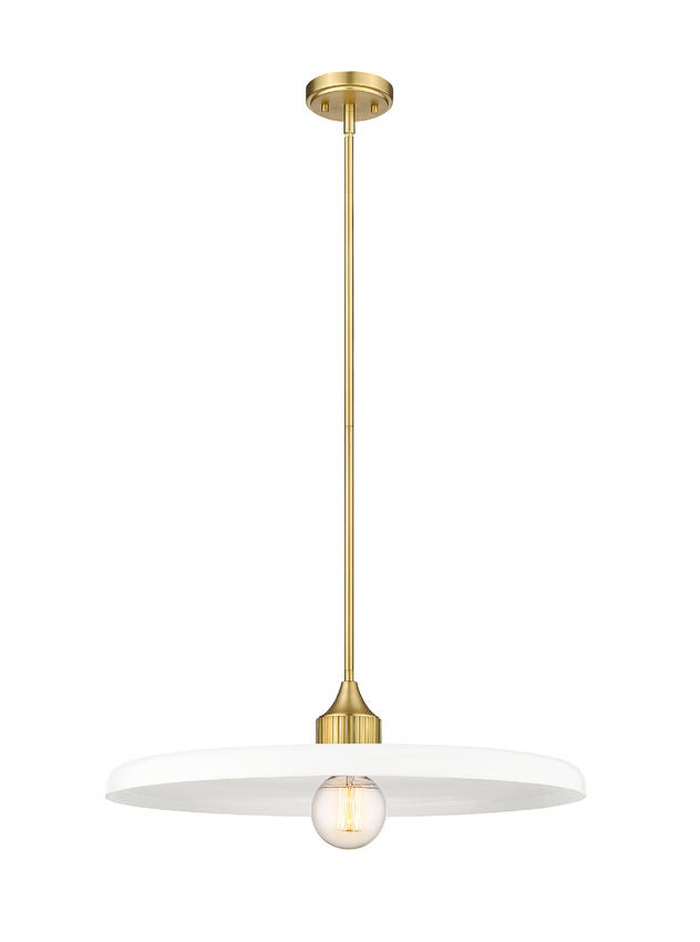 Z-Lite Paloma 24" 1-Light Olde Brass Pendant Light With Gloss Opal Glass Shade