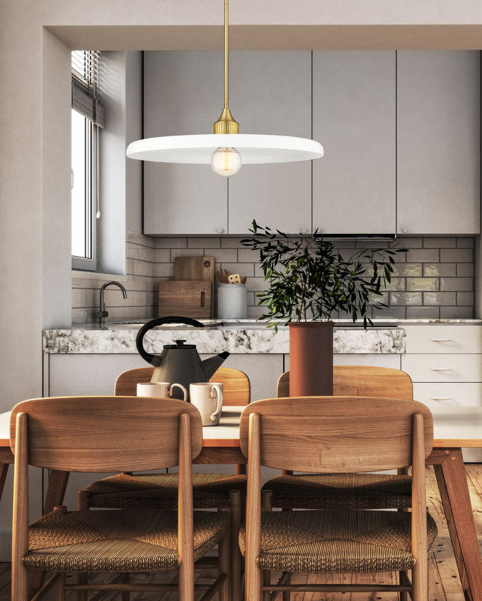 Z-Lite Paloma 24" 1-Light Olde Brass Pendant Light With Gloss Opal Glass Shade