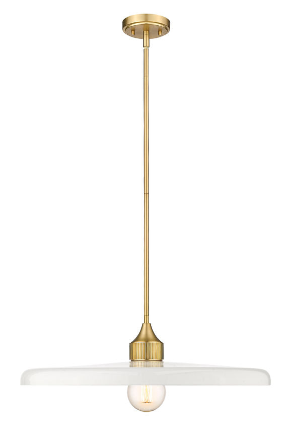 Z-Lite Paloma 24" 1-Light Olde Brass Pendant Light With Gloss Opal Glass Shade