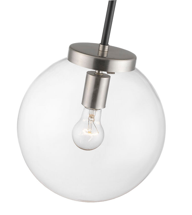 Z-Lite Parsons 10" 1-Light Matte Black and Brushed Nickel Pendant Light With Clear Glass Shade