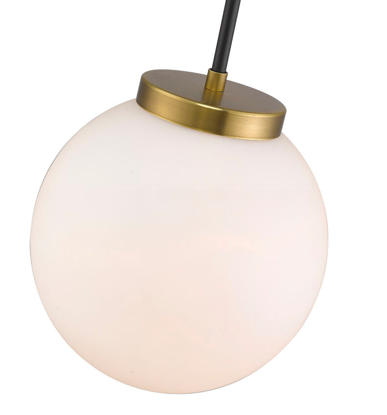 Z-Lite Parsons 10" 1-Light Matte Black and Olde Brass Pendant Light With Opal Glass Shade