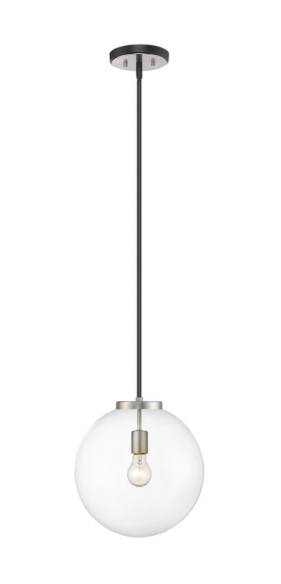 Z-Lite Parsons 14" 1-Light Matte Black and Brushed Nickel Pendant Light With Clear Glass Shade