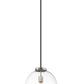 Z-Lite Parsons 14" 1-Light Matte Black and Brushed Nickel Pendant Light With Clear Glass Shade