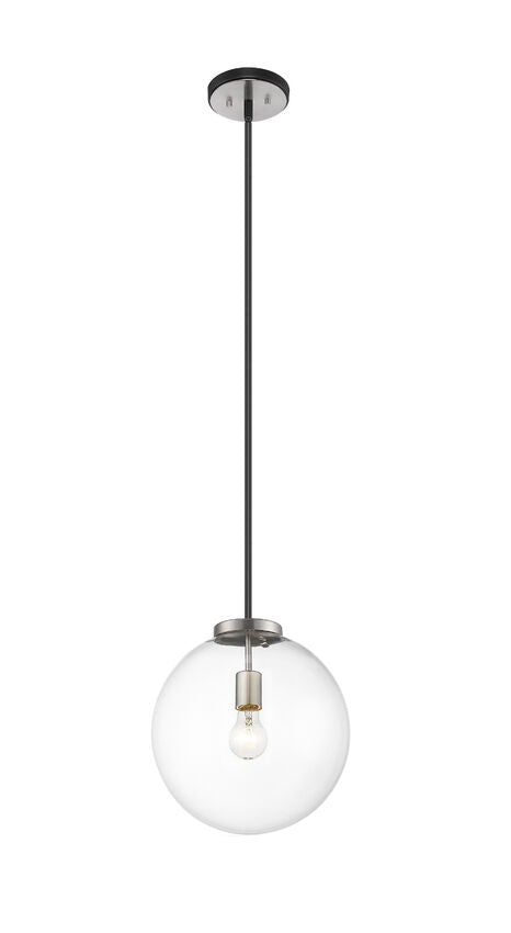 Z-Lite Parsons 14" 1-Light Matte Black and Brushed Nickel Pendant Light With Clear Glass Shade