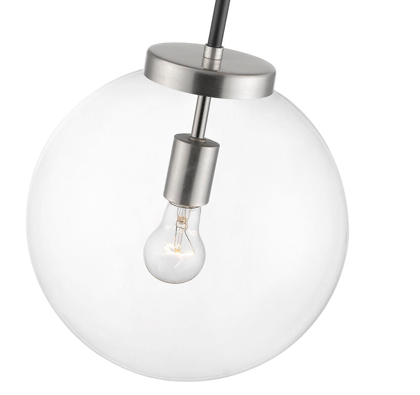 Z-Lite Parsons 14" 1-Light Matte Black and Brushed Nickel Pendant Light With Clear Glass Shade
