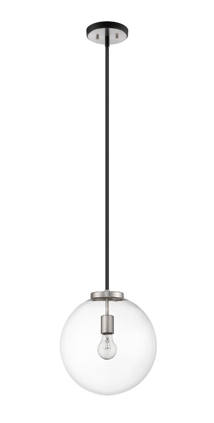 Z-Lite Parsons 14" 1-Light Matte Black and Brushed Nickel Pendant Light With Clear Glass Shade