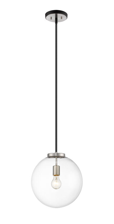 Z-Lite Parsons 14" 1-Light Matte Black and Brushed Nickel Pendant Light With Clear Glass Shade