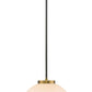 Z-Lite Parsons 14" 1-Light Matte Black and Olde Brass Pendant Light With Opal Glass Shade