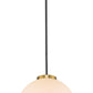 Z-Lite Parsons 14" 1-Light Matte Black and Olde Brass Pendant Light With Opal Glass Shade