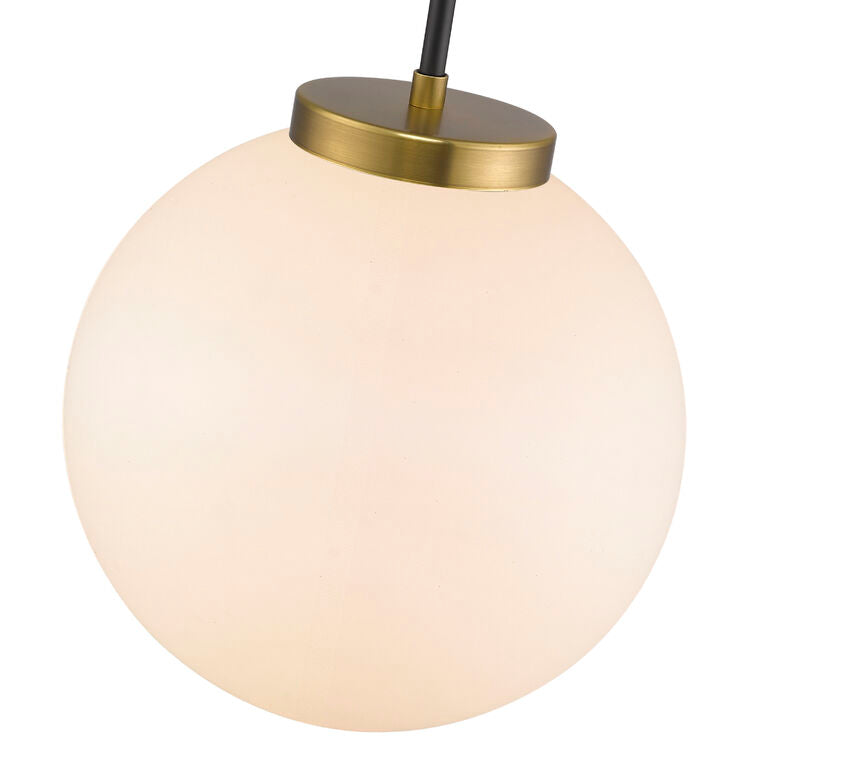 Z-Lite Parsons 14" 1-Light Matte Black and Olde Brass Pendant Light With Opal Glass Shade