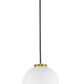 Z-Lite Parsons 14" 1-Light Matte Black and Olde Brass Pendant Light With Opal Glass Shade