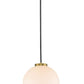 Z-Lite Parsons 14" 1-Light Matte Black and Olde Brass Pendant Light With Opal Glass Shade